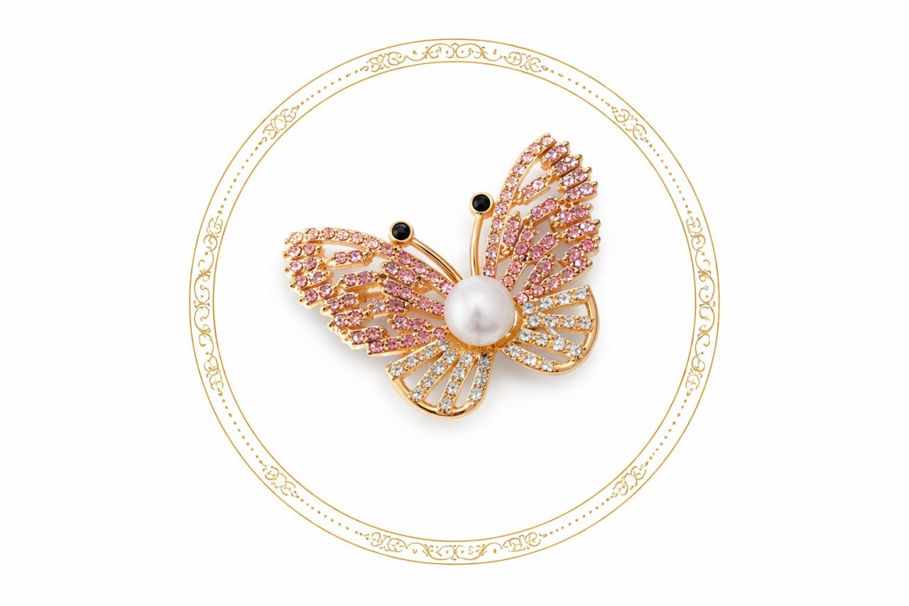 Set 12 brose Martisor, 5 cm, Fluture cu cristale, Cadou 1 Martie