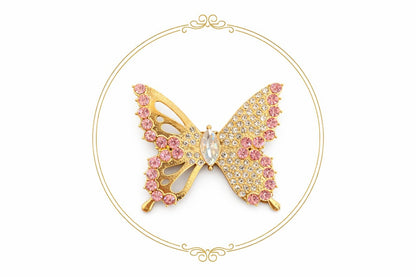 Set 12 brose Martisor, 5 cm, Fluture cu cristale, Cadou 1 Martie