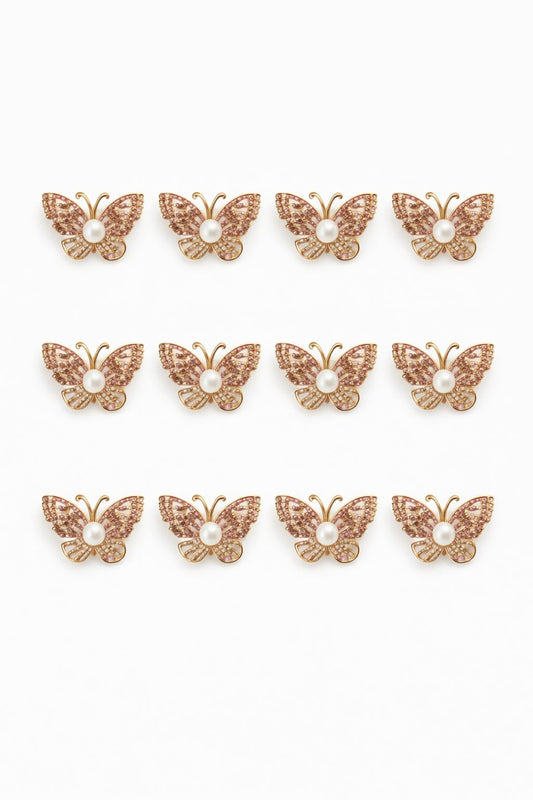 Set 12 brose Martisor, 5 cm, Fluture cu cristale, Cadou 1 Martie