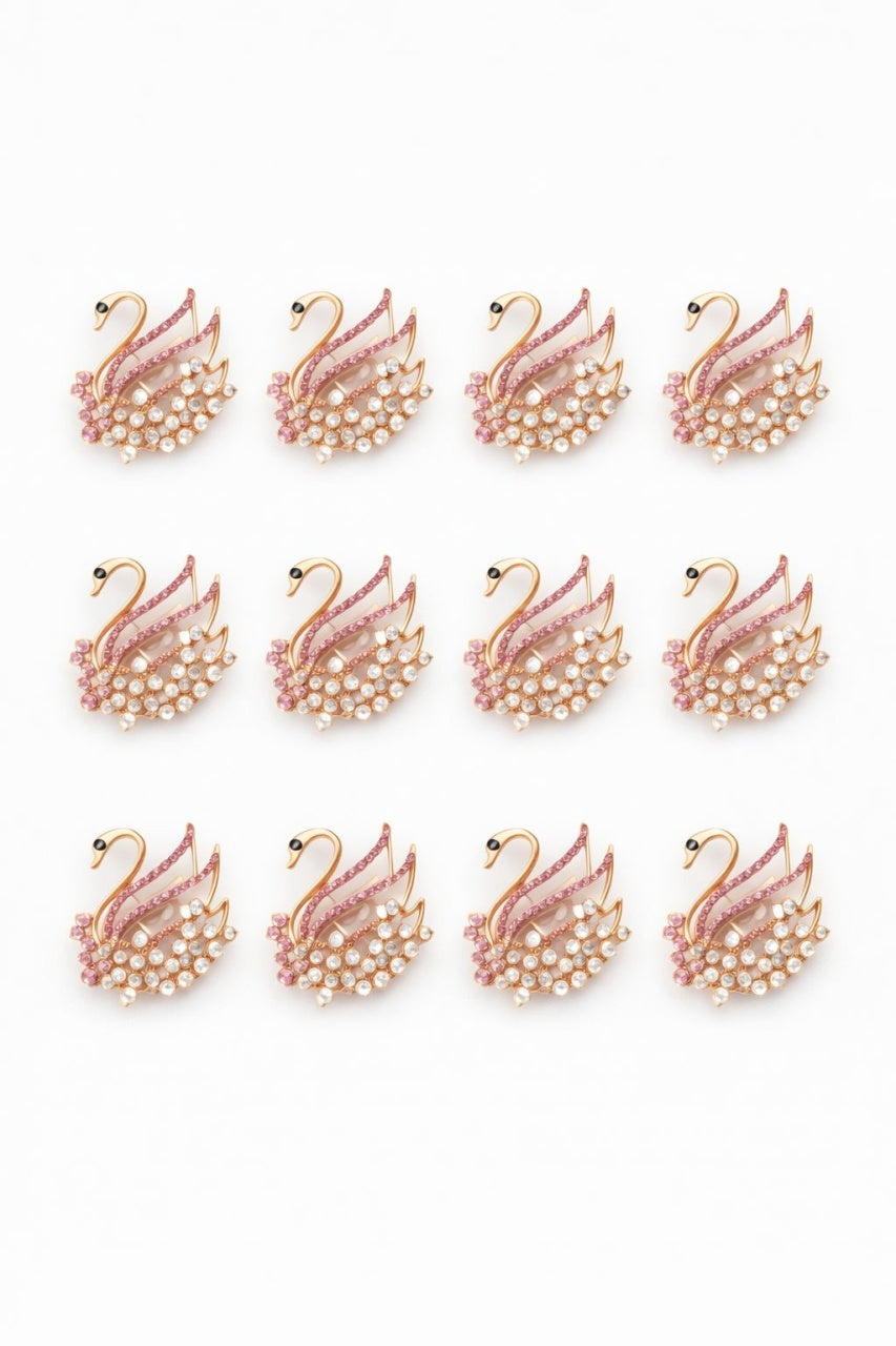 Set 12 brose Martisor, 5 cm, Lebada, Cadou 1 Martie