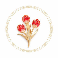 Set 12 Brose Martisor, 5cm, Buchet lalele Rosu Albastru, Cadou 1 Martie