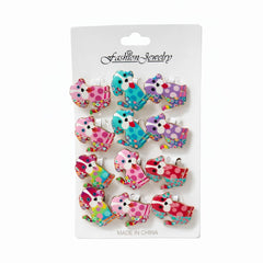 Set 12 brose martisor catei colorati, modele vesele, 15x9cm