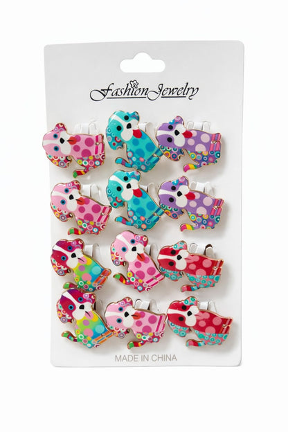 Set 12 brose martisor catei colorati, modele vesele, 15x9cm