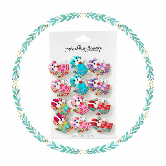Set 12 brose martisor catei colorati, modele vesele, 15x9cm