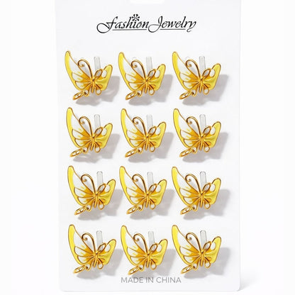 Set 12 brose martisor fluture auriu, simbol transformare si libertate 15x9cm