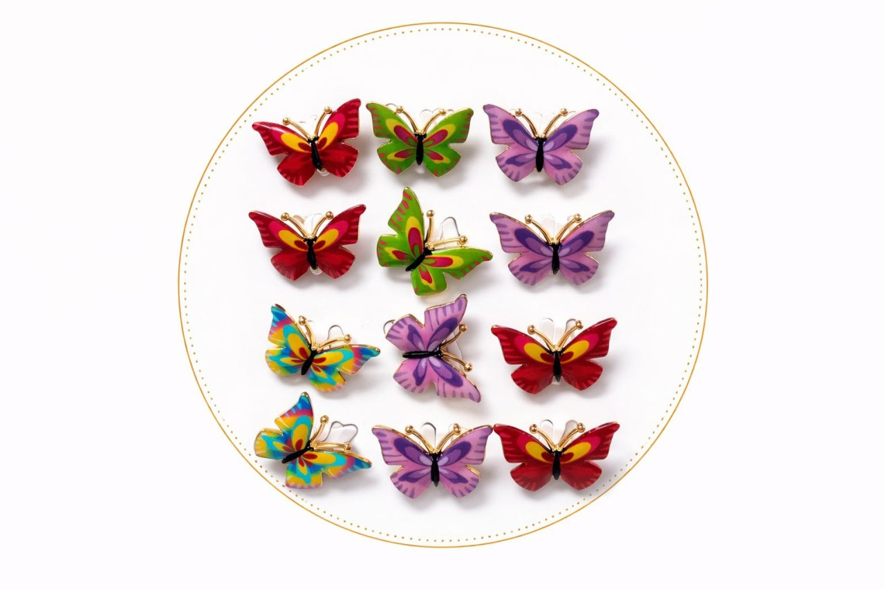Set 12 brose martisor fluture colorat primavara 15x9cm