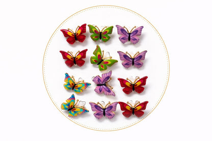 Set 12 brose martisor fluture colorat primavara 15x9cm