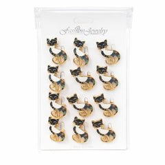 Set 12 brose Martisor pe carton prezentare, 17x10 cm, Cadou 1 Martie, Pisica eleganta