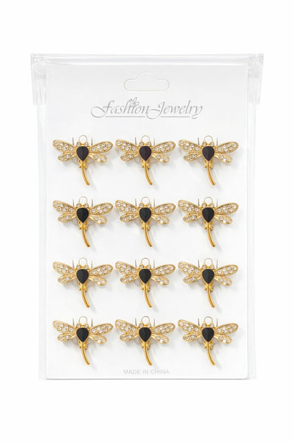 Set 12 brose Martisor pe carton prezentare, 17x10 cm, Cadou 1 Martie, Libelula delicata