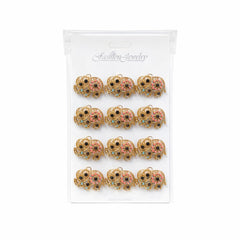 Set 12 brose Martisor pe carton prezentare, 17x10 cm, Cadou 1 Martie, Elefant multicolor