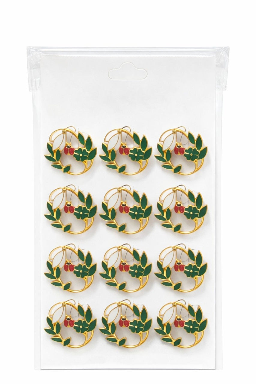 Set 12 brose Martisor pe carton prezentare, 17x10 cm, Cadou 1 Martie, Ghiocei cu buburuza