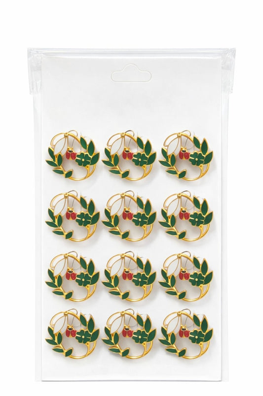 Set 12 brose Martisor pe carton prezentare, 17x10 cm, Cadou 1 Martie, Ghiocei cu buburuza