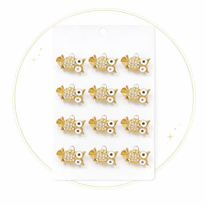 Set 12 brose Martisor pe carton prezentare, 17x10 cm, Cadou 1 Martie, Bufnita inteleapta