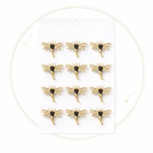 Set 12 brose Martisor pe carton prezentare, 17x10 cm, Cadou 1 Martie, Libelula delicata