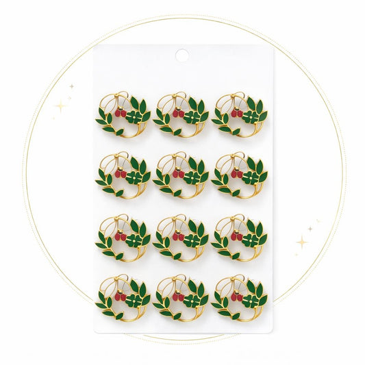 Set 12 brose Martisor pe carton prezentare, 17x10 cm, Cadou 1 Martie, Ghiocei cu buburuza