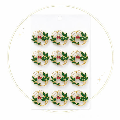 Set 12 brose Martisor pe carton prezentare, 17x10 cm, Cadou 1 Martie, Ghiocei cu buburuza
