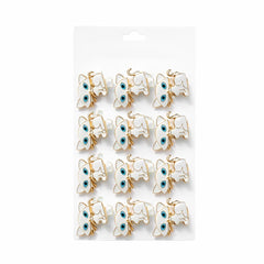 Set 12 brose martisor pisica alba cu ochi albastri 15x9cm