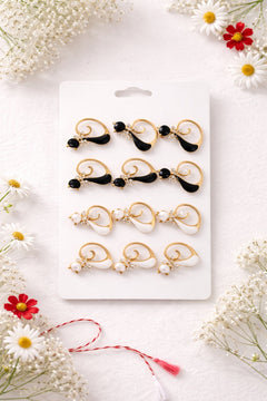 Set 12 brose martisor pisicuta dragalasa alba si neagra 20x11 cm