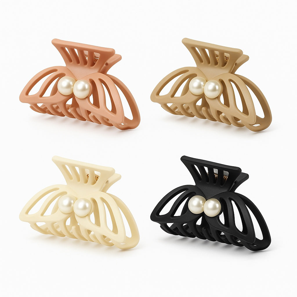 Set 12 clame par 10CM cu perle, model elegant fluture, prindere puternica