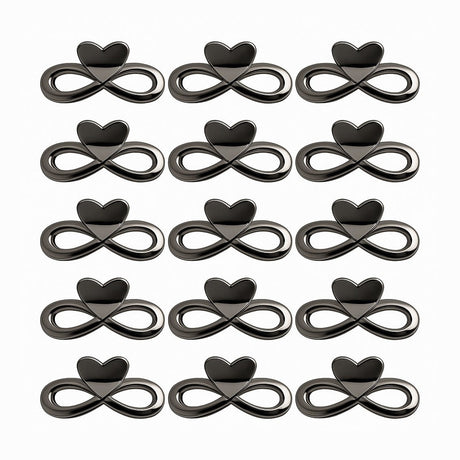 Set 12 clame par 13CM model inima infinity, prindere puternica, culoare negru lucios