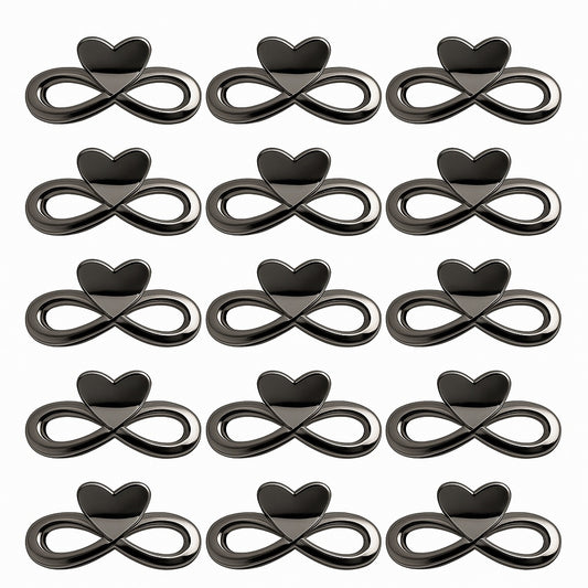 Set 12 clame par 13CM model inima infinity, prindere puternica, culoare negru lucios