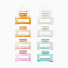 Set 12 clame par 5CM colorate, prindere puternica, model dreptunghi transparent