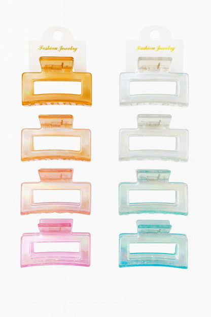 Set 12 clame par 5CM colorate, prindere puternica, model dreptunghi transparent