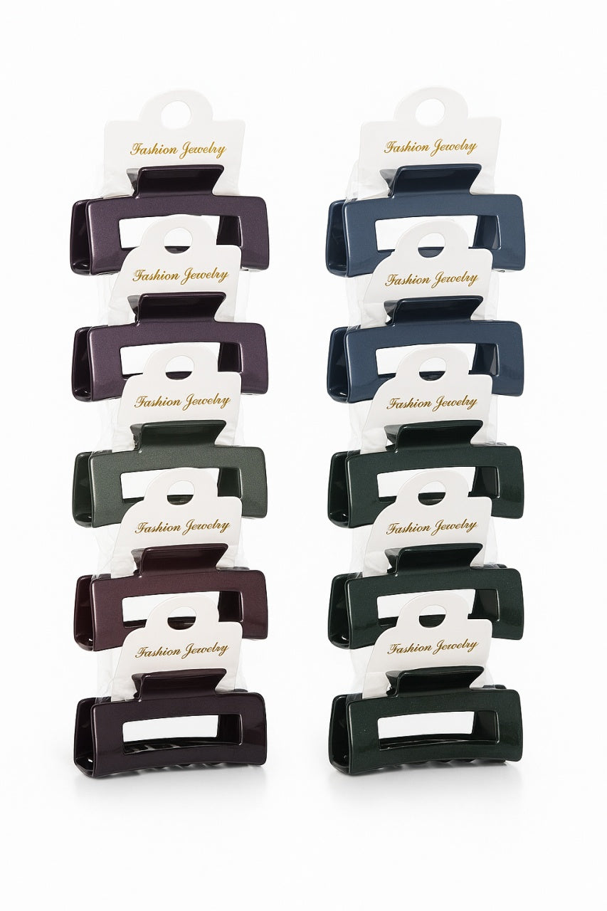 Set 12 clame par 9CM, culori inchise mix, prindere puternica, accesorii coafura