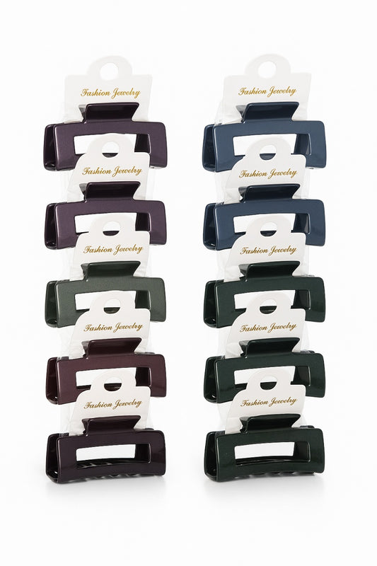 Set 12 clame par 9CM, culori inchise mix, prindere puternica, accesorii coafura