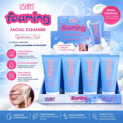 Set 12 Cleanser Demachiant Facial Spumă cu Acid Hialuronic USHAS 120 ml
