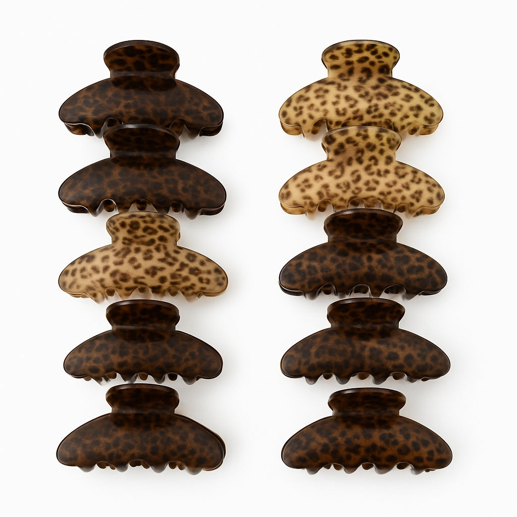 Set 12 Cleme Par 10cm Animal Print Leopard , Accesorii Rezistente si Moderne