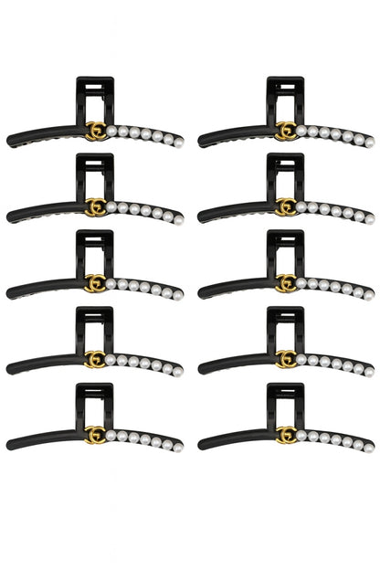 Set 12 Cleme Par 14cm cu Perle si Detalii Aurii , Accesorii Elegante Premium