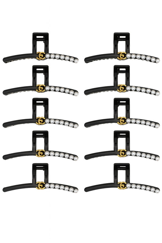 Set 12 Cleme Par 14cm cu Perle si Detalii Aurii , Accesorii Elegante Premium