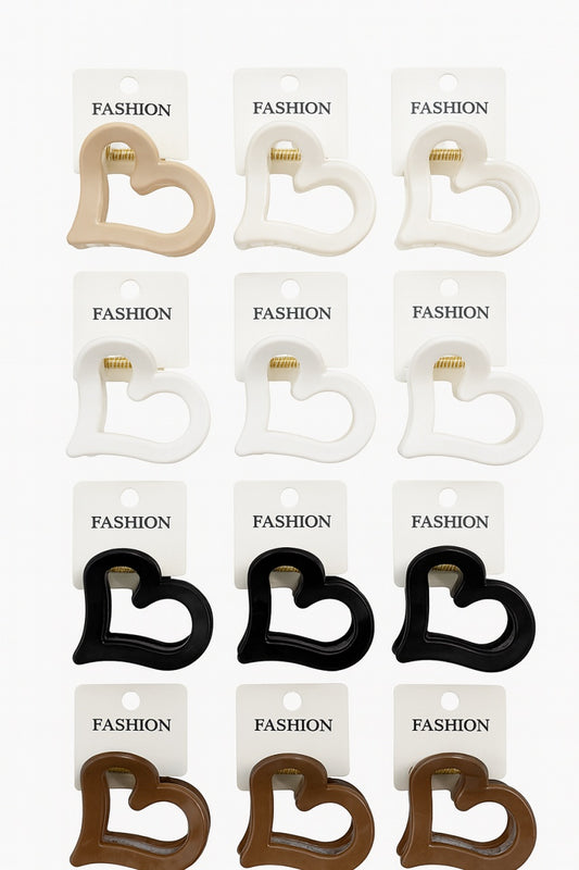 Set 12 Cleme Par 7cm Inima , Accesorii Matte Elegante pentru Coafuri