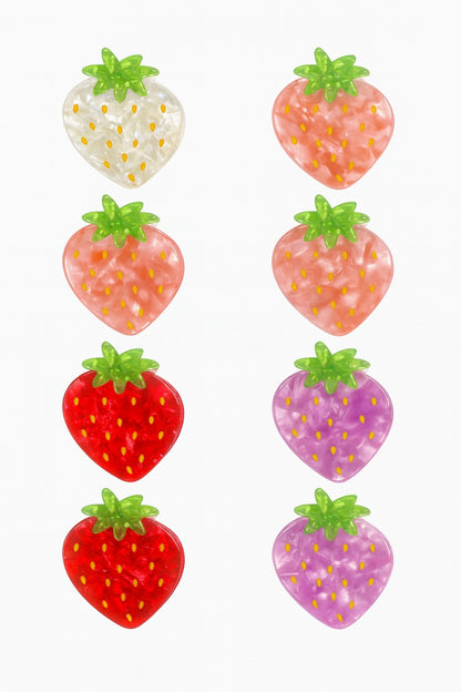 Set 12 Cleme Par 9cm Model Capsuna , Accesorii Colorate Fructe Trendy