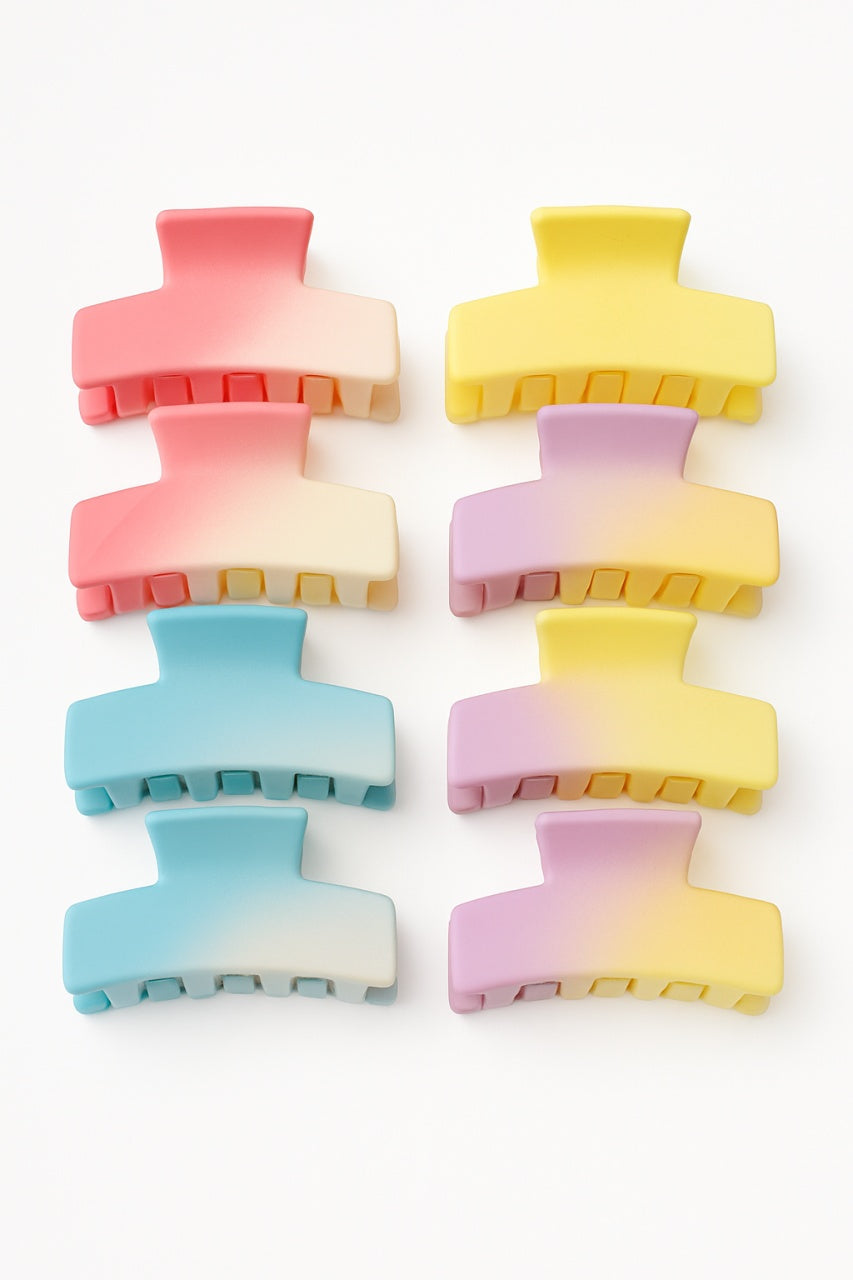 Set 12 Cleme Par 9cm Pastel Ombre , Accesorii Colorate si Rezistente pentru Coafuri