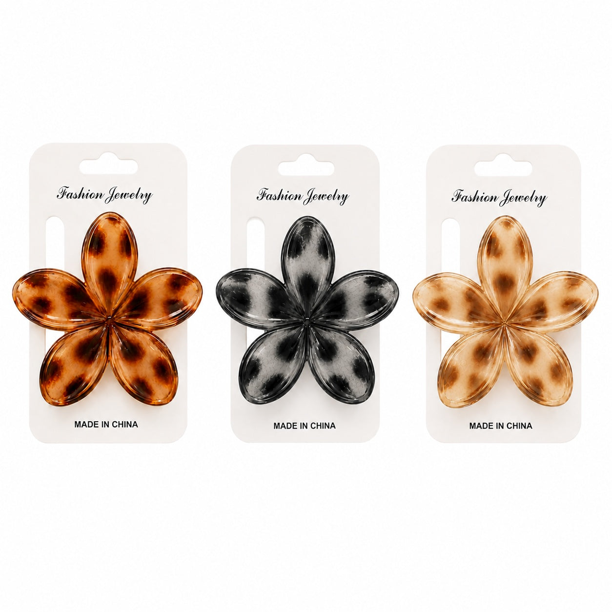 Set 12 Clești de Păr Floare 8 cm – Clame Elegante Animal Print