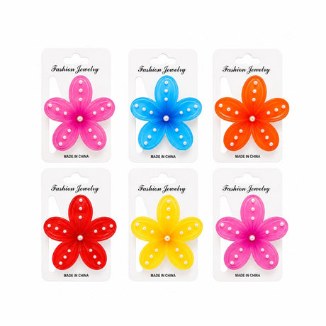Set 12 Clești de Păr Floare cu Perle 8 cm – Clame Elegante, Diverse culori