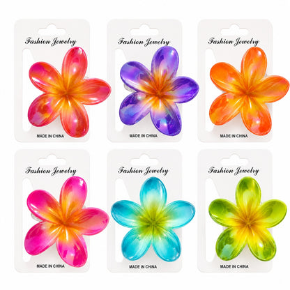 Set 12 Clești de Păr Floare Tropicală 8 cm – Clame Colorate pentru Femei și Fete