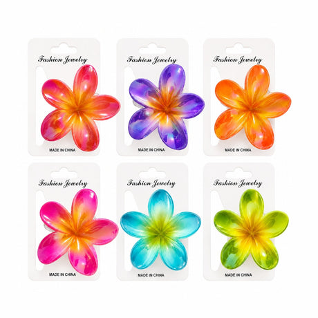 Set 12 Clești de Păr Floare Tropicală 8 cm – Clame Colorate pentru Femei și Fete