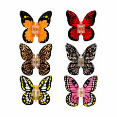 Set 12 Clești de Păr Fluture 7,5 cm – Clame Colorate, Diverse Modele