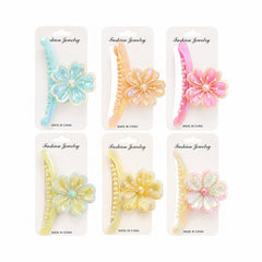 Set 12 Clești de Păr, model Floare 10 cm – Clame Elegante Colorate