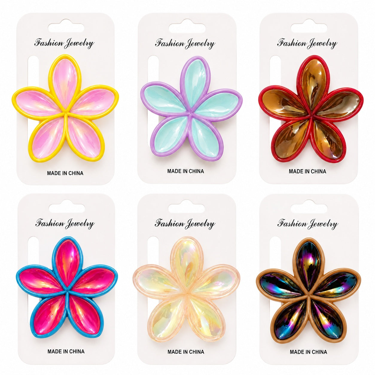 Set 12 Clești de Păr Model Floare 8 cm – Clame Colorate Elegante pentru Fete și Femei