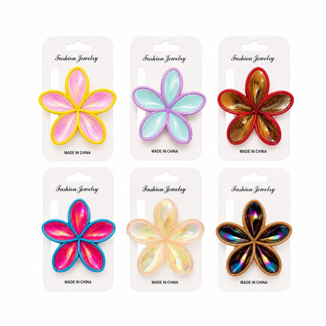 Set 12 Clești de Păr Model Floare 8 cm – Clame Colorate Elegante pentru Fete și Femei