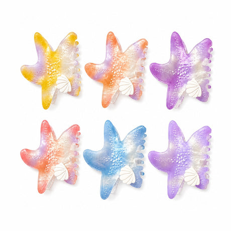 Set 12 Clești de Păr Stea de Mare 7,5 cm – Clame cu Scoică Decorativă, Diverse Culori