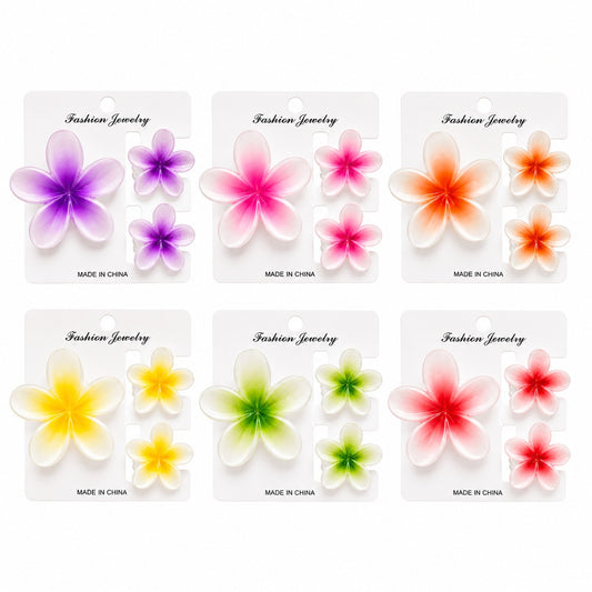Set 12 Clești de Păr Trio în Formă de Floare – Clame Colorate