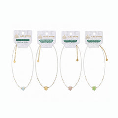 Set 12 Coliere Roxe, 40cm, Reglabile cu Margele Albe si Pandantiv Steluta Colorata