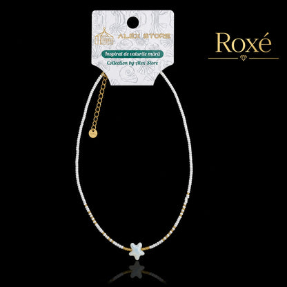 Set 12 Coliere Roxe, 40cm, Reglabile cu Margele Albe si Pandantiv Steluta Colorata