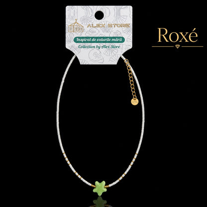 Set 12 Coliere Roxe, 40cm, Reglabile cu Margele Albe si Pandantiv Steluta Colorata
