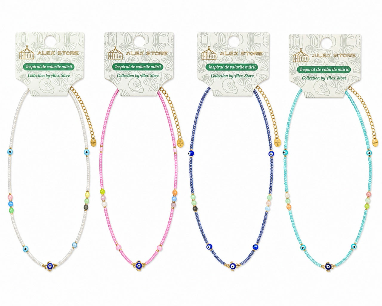 Set 12 Coliere Roxe, 40cm, Reglabile cu Margele Colorate si Elemente Decorative
